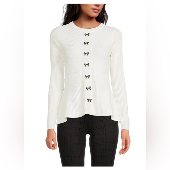 Nanette Lepore Sweaters - Nanette Lepore Peplum Sweater with Bow Buttons